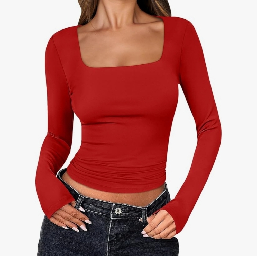 Red Long Sleeved Tee